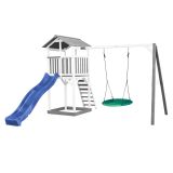 Beach Tower Spielturm mit Summer Nestschaukel - Blaue Rutsche