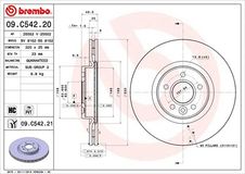 BREMBO Bremsscheibe 09.C542.21 Bremsscheiben,Scheibenbremsen VOLVO,V50 (545),V40 Schrägheck (525, 526),S40 II (544),C70 II Cabrio (542)