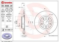 BREMBO Bremsscheibe 09.9366.21 Bremsscheiben,Scheibenbremsen ALFA ROMEO,159 Sportwagon (939),159 (939),Brera (939_),SPIDER (939)