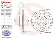 BREMBO Bremsscheibe 09.9077.1X Bremsscheiben,Scheibenbremsen SUBARU,FORESTER (SG),IMPREZA Stufenheck (GD),IMPREZA Station Wagon (GG),OUTBACK (BL, BP)