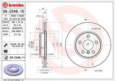 BREMBO Bremsscheibe 09.C349.11 Bremsscheiben,Scheibenbremsen BMW,MINI,X1 (F48),2 Active Tourer (F45),2 Gran Tourer (F46),2 Active Tourer Van (F45)