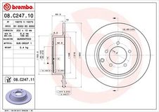 BREMBO Bremsscheibe 08.C247.11 Bremsscheiben,Scheibenbremsen PEUGEOT,CITROËN,MITSUBISHI,4007 (VU_, VV_),4008 SUV,C-CROSSER (EP_),C4 AIRCROSS