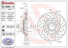 BREMBO Bremsscheibe 09.8690.1X Bremsscheiben,Scheibenbremsen VW,AUDI,SKODA,PASSAT Variant (3B6),PASSAT (3B3),A4 Avant (8ED, B7),A4 Avant (8E5, B6)