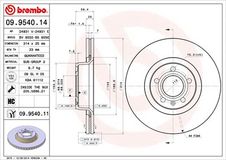 BREMBO Bremsscheibe 09.9540.11 Bremsscheiben,Scheibenbremsen AUDI,A6 Avant (4F5, C6),A6 Limousine (4F2, C6)