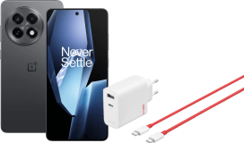 OnePlus 13R 256GB Schwarz 5G + OnePlus SuperVOOC Ladegerät 120 W mit 2 Anschlüssen