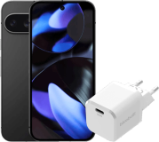 Google Pixel 9 128GB Schwarz 5G + BlueBuilt Ladegerät 30 W Weiß