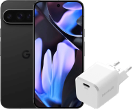Google Pixel 9 Pro XL 128GB Schwarz 5G + BlueBuilt Ladegerät mit USB-C-Anschluss 30 W Weiß