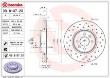 BREMBO Bremsscheibe 09.8137.2X Bremsscheiben,Scheibenbremsen RENAULT,CLIO II (BB0/1/2_, CB0/1/2_),Clio III Schrägheck (BR0/1, CR0/1),TWINGO II (CN0_)