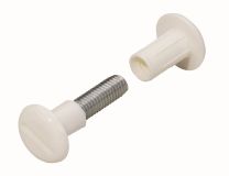 Verbindungsschraube mit Hülse, M6 29-40 mm, Stahl, Kunststoff, weiß