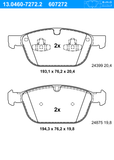 ATE Bremsbelagsatz 13.0460-7272.2 Bremsbeläge,Bremsklötze VOLVO,XC60 (156),XC90 I (275)