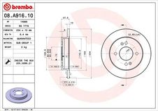 BREMBO Bremsscheibe 08.A916.10 Bremsscheiben,Scheibenbremsen HYUNDAI,KIA,i10 (PA),Picanto (SA),PICANTO (TA),PICANTO (JA)