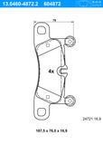 ATE Bremsbelagsatz 13.0460-4872.2 Bremsbeläge,Bremsklötze VW,PORSCHE,Touareg (7P5, 7P6),Cayenne (92A)