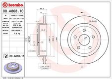 BREMBO Bremsscheibe 08.A863.11 Bremsscheiben,Scheibenbremsen JEEP,GRAND CHEROKEE III (WH, WK),Commander (XK, XH)