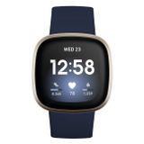 FitBit Versa 3 | Gehäuse gold, Silikonband blau, Gr. S-L | WiFi, NFC, Bluetooth, Touch, WLAN, GPS | AMOLED | 7-Tage Memory | Alexa | google Assistant