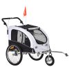 PawHut Hundeanhänger Jogger Fahrradanhänger Hunde Hunde-Fahrradanhänger Weiß+Schwarz 155 x 83 x 108 cm