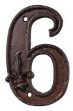 Hausnummer Zahl 6 Sechs Antik-Stil Gusseisen H12cm