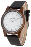 Funk-Armbanduhr, Holz-Gehäuse, Leder-Uhrband