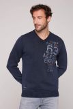 CAMP DAVID Stone Washed Pullover mit V-Neck - deep sea | L