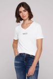 SOCCX Basic T-Shirt mit V-Ausschnitt und Logo - opticwhite | L