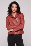 SOCCX Bikerjacke aus Leder im Vintage Look - red | S