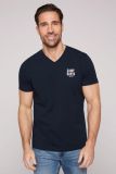 CAMP DAVID Basic T-Shirt V-Neck mit Logo Print - blue navy | XL