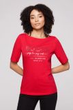 SOCCX T-Shirt mit U-Bootausschnitt und Print - clear red | XS
