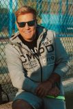 CAMP DAVID Trainingsjacke mit Kontrastkapuze und Prints - dark greymelange | 4XL