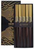 Goldene Essstäbchen - Set mit 5 Paaren