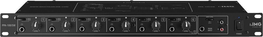 IMG Stage Line PPA-100/SW 6-Kanal Kopfhörerverstärker 19" 1 HE