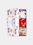 - Socken-Geschenkbox in Rot Braun Weiss mit Blumen Essen Motiv/Muster