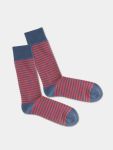 - Socken in Blau Rot mit Streifen Motiv/Muster