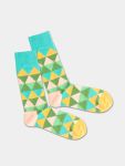 - Socken in Türkis Grün mit Geometrisch Motiv/Muster