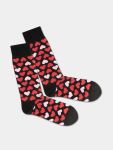 - Socken in Schwarz Rot mit Herz Motiv/Muster