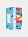 - Socken-Geschenkbox in Blau Rot mit Essen Motiv/Muster