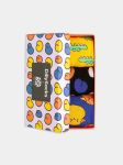 - Socken-Geschenkbox in Gelb Blau Schwarz mit Motiv/Muster