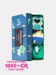 - Socken-Geschenkbox in Blau Grün mit Motiv/Muster