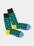 - Socken in Grün mit Hund  Motiv/Muster
