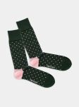- Socken in Grün  mit Punkte Motiv/Muster