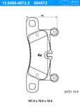 ATE Bremsbelagsatz 13.0460-4872.2 Bremsbeläge,Bremsklötze VW,PORSCHE,Touareg (7P5, 7P6),Cayenne (92A)
