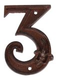 Hausnummer Zahl 3 Drei Antik-Stil Gusseisen H12cm