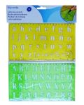 Topwrite Kids Zeichenschablone »BUCHSTABENSCHABLONEN Set 2-teilig aus Kunststoff Linien Zahlenschablonen Buchstaben Ziffern Alphabet Schablonen Sonderzeichen 00 (Gelb/Grün)«