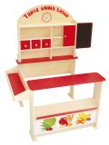 Kaufladen 'Tante Emma', Holz natur, mit Theke, Tafel, Seitentheke & Markststand Bedruckung