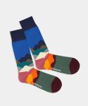 - Socken in Blau mit Berge Motiv/Muster