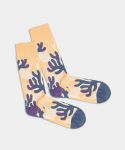 - Socken in Gelb mit Pflanze Motiv/Muster