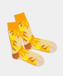 - Socken in Orange mit Pflanze Motiv/Muster