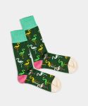 - Socken in Grün mit Tier Flamingo Motiv/Muster