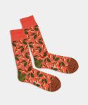 - Socken in Orange Rosa mit Blätter Motiv/Muster