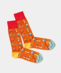 - Socken in Orange mit Ferien Motiv/Muster