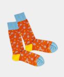 - Socken in Orange mit Sport Motiv/Muster