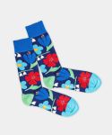 - Socken in Blau mit Blumen Motiv/Muster